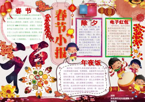 春节小报新年春节电子小报欢度春节手抄报模板简报传统节日板报中国春节海报模板节日电脑手抄报A4