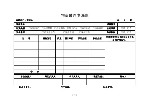 物资采购申请表