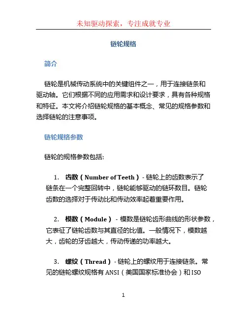 链轮规格文档