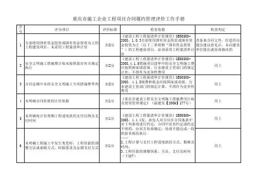 施工企业工程项目合同履约管理评价工作手册