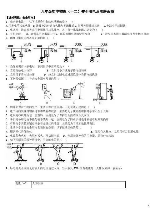 2010初中物理中考辅导安全用电及电路故障