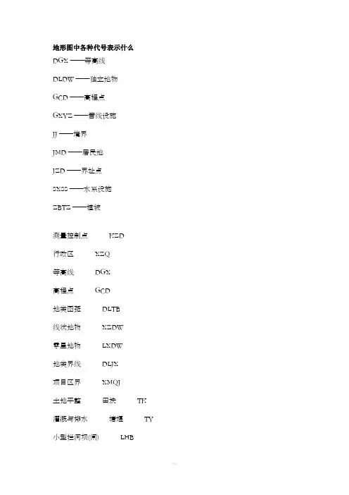 地形图中各种代号表示什么