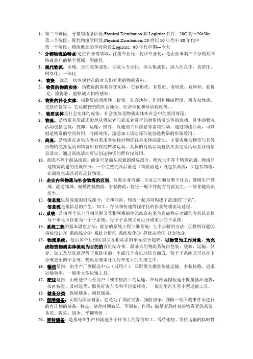 物流管理复习资料