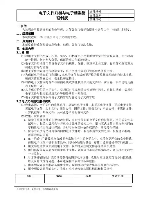 电子文件归档与电子档案管理制度