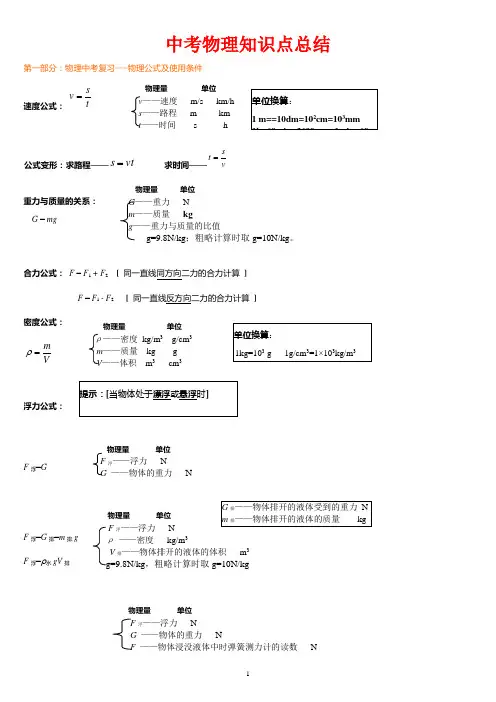 中考物理知识点总结 3