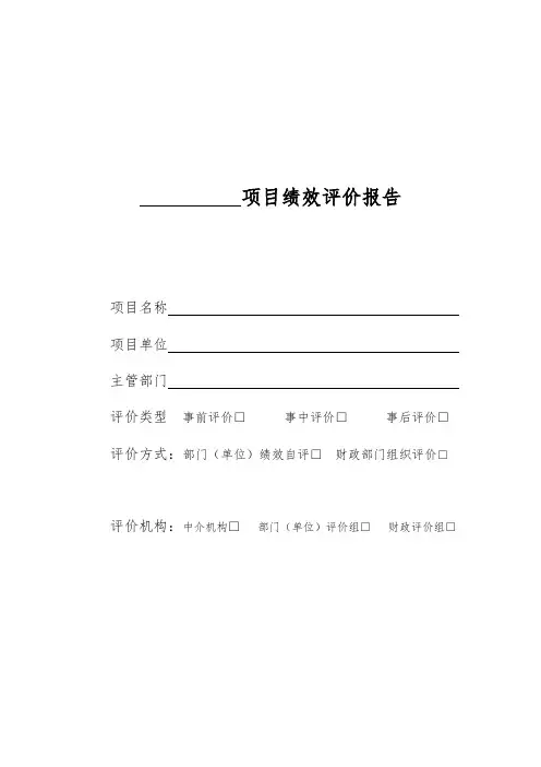 项目绩效评价报告