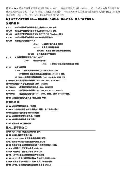 德国icHaus产品选型