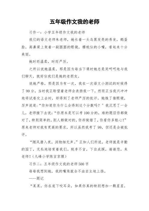 五年级作文我的老师_作文