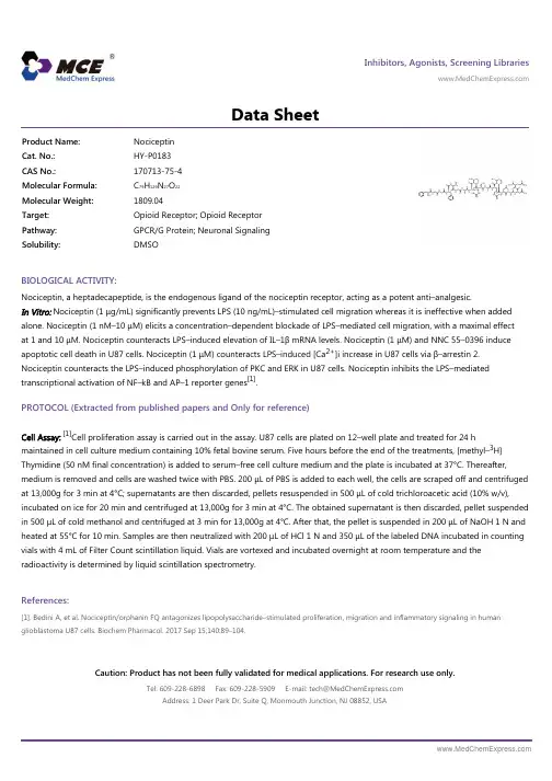Nociceptin_DataSheet_MedChemExpress