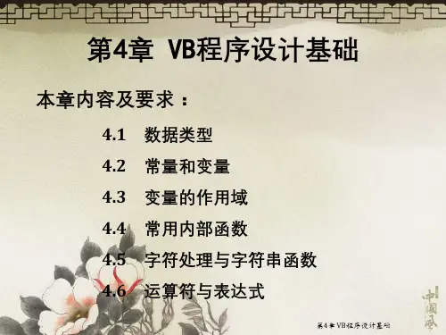 第4章 VB程序设计基础