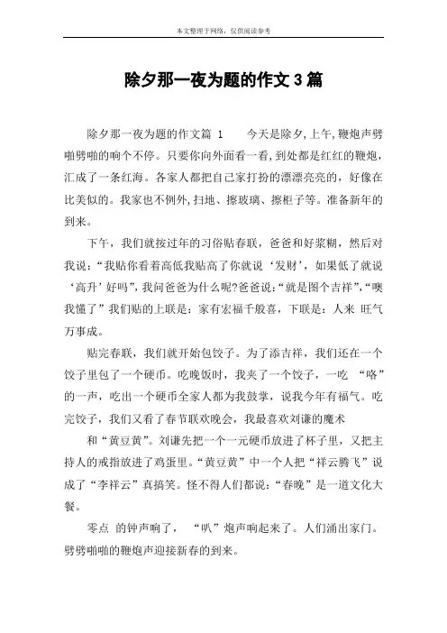 除夕那一夜为题的作文3篇