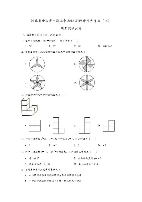 河北省唐山市丰润三中2018-2019学年九年级(上)期末数学试卷