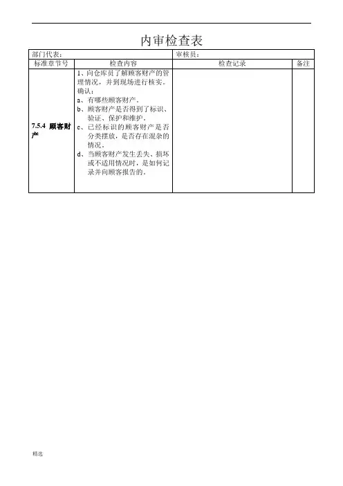 仓库内审检查表强烈推荐.doc