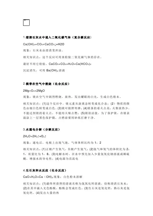 中考化学易错点整理