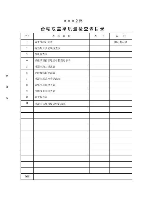 3台帽或盖梁质量检查表格