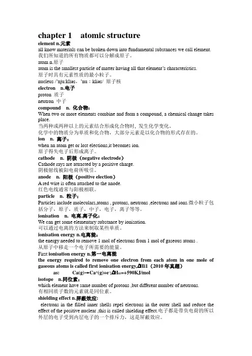 化学常用英文单词汇总