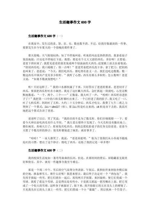 生活趣事作文600字