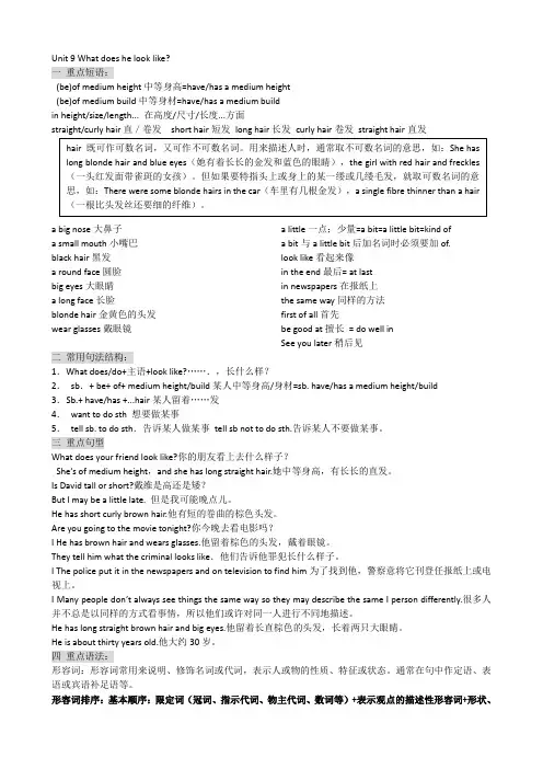 人教版7年级下unit9知识点全解