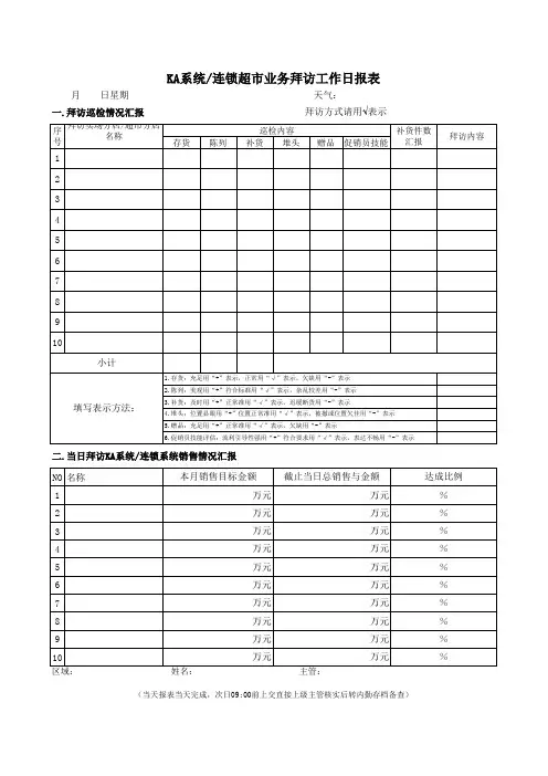 KA工作日报表