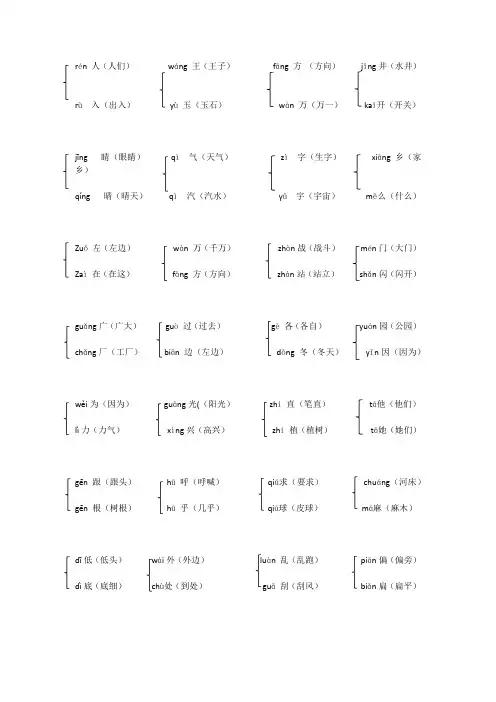 一年级下册形近字汇总