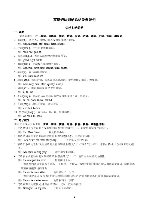 英语语法归纳总结及倒装句