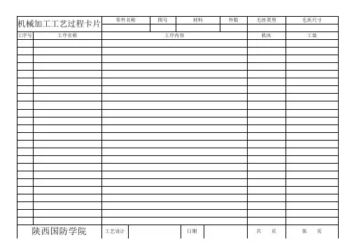 机械加工工艺过程卡片,检验卡片样图