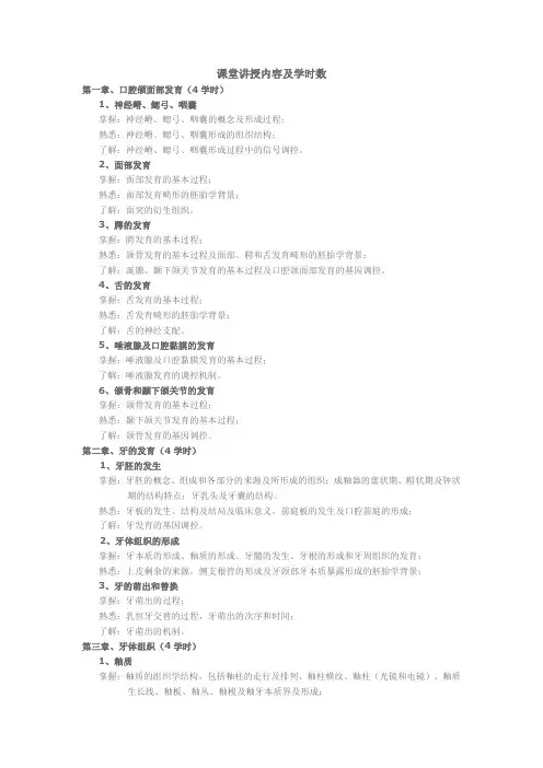 口腔组织病理学  教学大纲