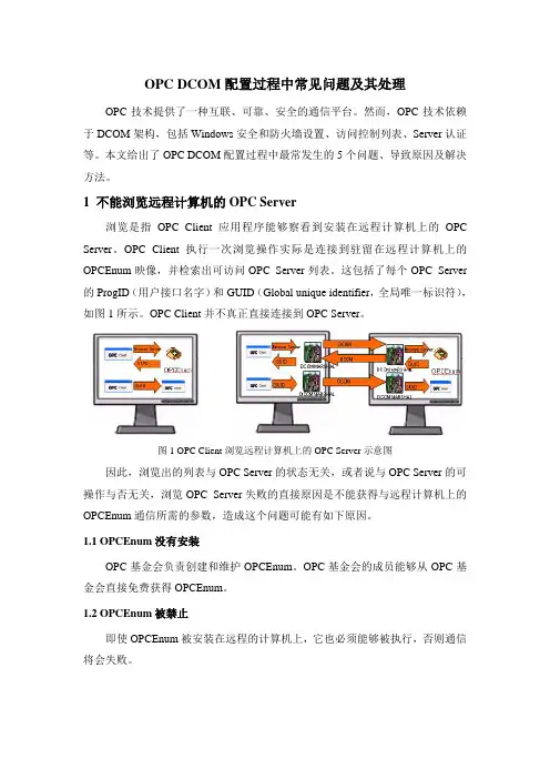 OPC DCOM配置过程中常见问题及其处理