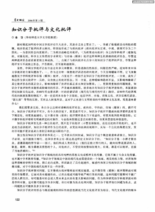 知识分子批评与文化批评