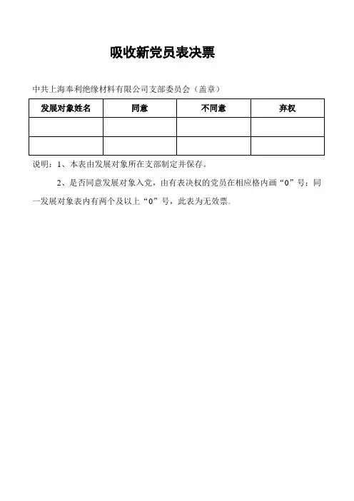 发展新党员表决票