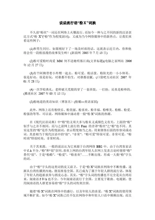说说流行语“粉X”词族