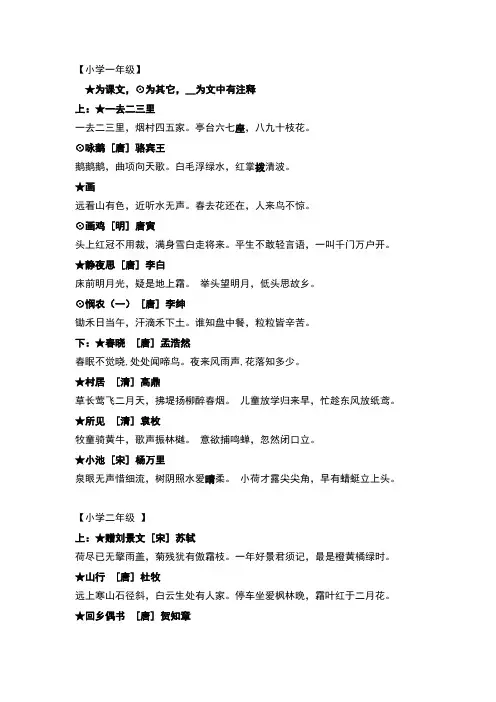 2018-2019学年人教版小学语文总复习—古诗文汇总