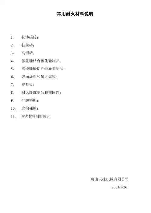 常用耐火材料说明1