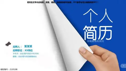 最新原创PPT模板-市场销售的简历