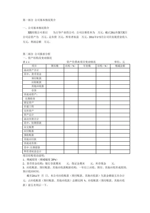 财务报表分析模板