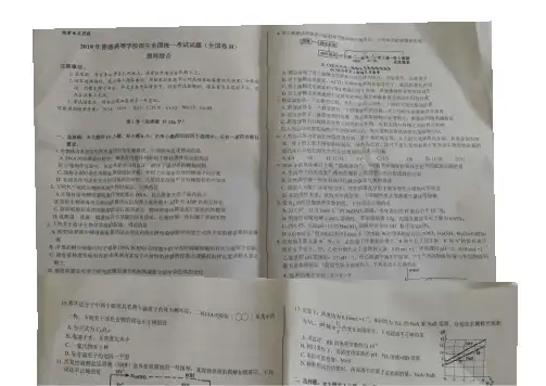 新课标ⅱ卷_2019年普通高等学校招生全国统一考试试题理综试题图片版扫描版(高考真题)