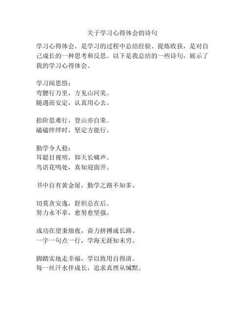 关于学习心得体会的诗句