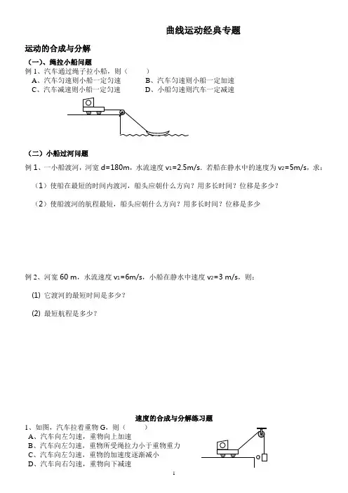 曲线运动经典专题