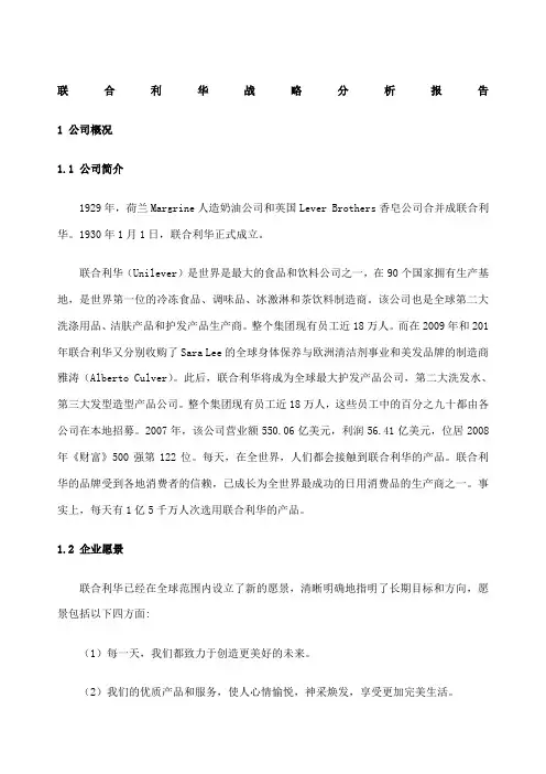 联合利华公司战略分析报告 2