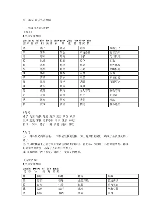 第一单元 知识要点归纳