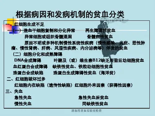 溶血性贫血实验室检查