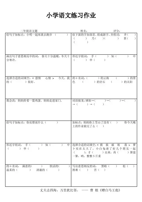 小学二年级语文精题选做VIII (2)