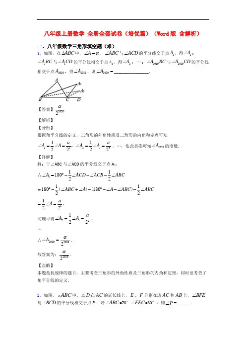 八年级上册数学 全册全套试卷(培优篇)(Word版 含解析)