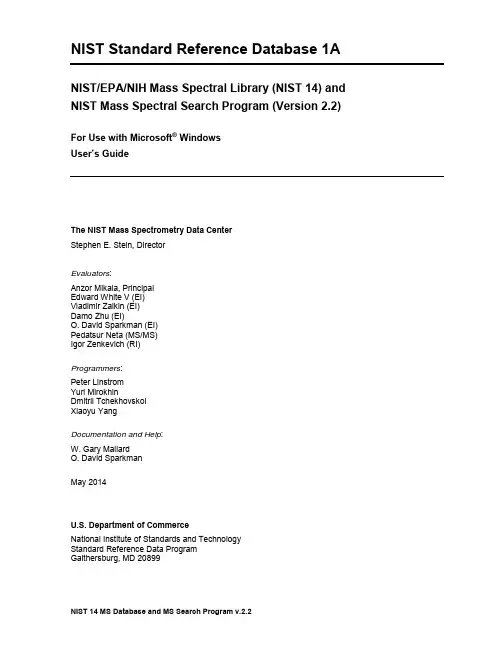 NIST Mass Spectral Search Program (Version 2.2)
