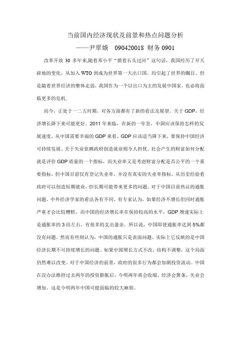 当前国内经济现状及前景和热点问题分析