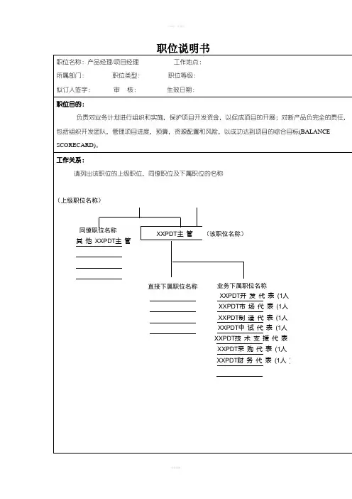 产品经理职位说明书