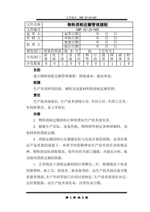 08 物料消耗定额管理规程