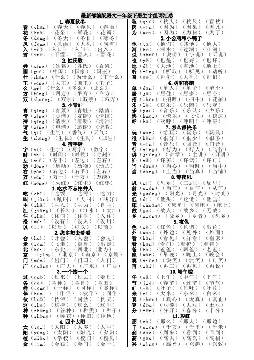最新部编版语文一年级下册生字组词汇总(打印给孩子吧)