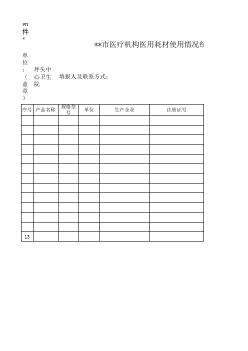 医用耗材使用统计表