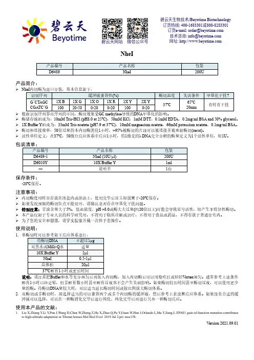 NheI 说明书